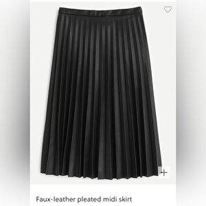 J. Crew faux leather pleated midi skirt- Black